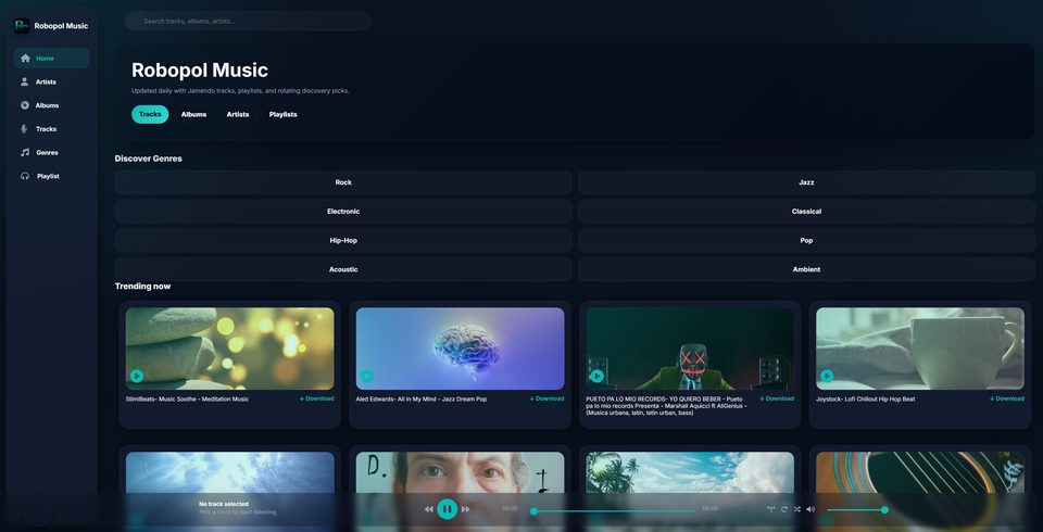 Robopol Music - hudobná aplikácia s Jamendo API