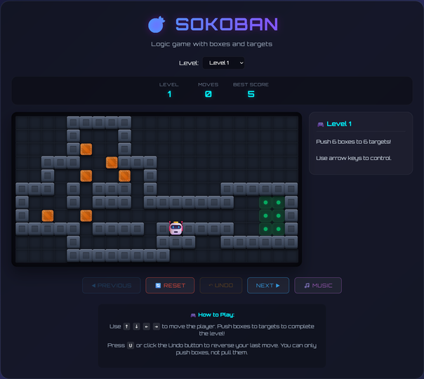 Sokoban - klasická logická hra s úrovňami